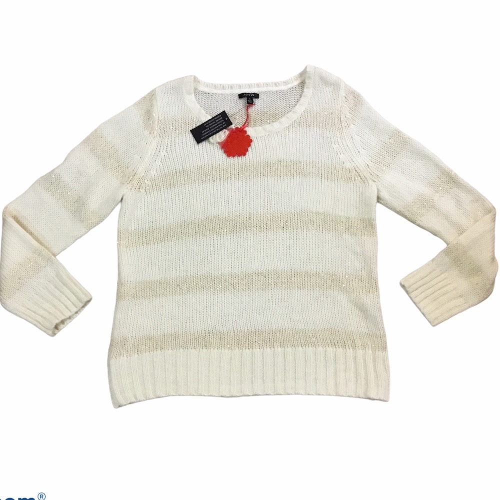 NWT Apt 9 Sequin Striped Sweater Marshmallow XL